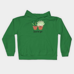 Kawaii Inspired Succulents, Succa for you! Funny Plant Pun! Zebra Succulent and Hen & Chick Succulent Kids Hoodie